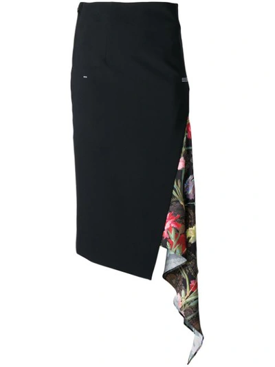 Off-white Split Foulard Inset Crepe Skirt In Black