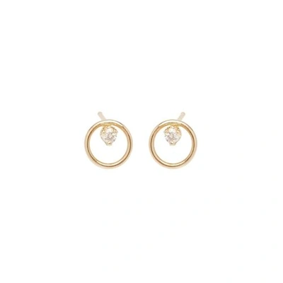 Zoë Chicco 14ct Yellow Gold Small Diamond Circle Stud Earrings