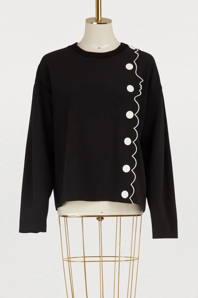 Vivetta Cotton Face And Buttons Sweatshirt In Black