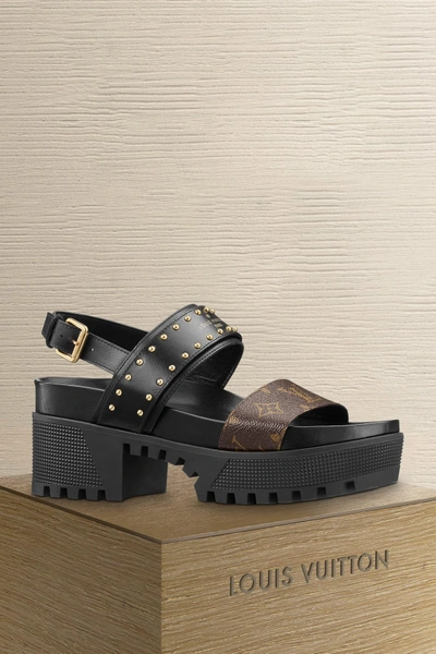 Louis Vuitton Laureate Platform Sandal In Denim Noir
