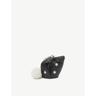 Loewe Black And Silver Stars Bunny Leather Charm In Black/silver