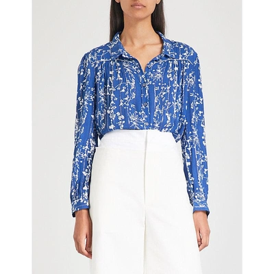 Ba&sh Folly Floral-print Woven Shirt In Bleuet