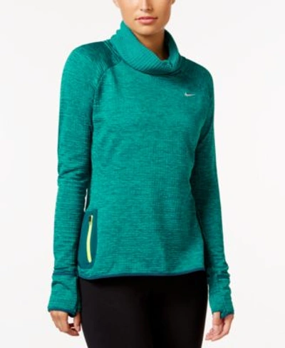 Nike Therma Sphere Element Space-dyed Cowl-neck Running Top In Midnight  Turquoise | ModeSens