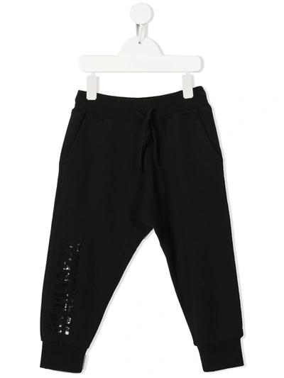 Dsquared2 Teen Rear Logo-print Track Pants In Black