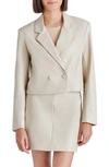 Steve Madden Nicola Faux Leather Crop Blazer In Bone