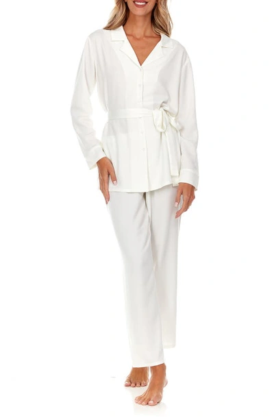 Flora Nikrooz Hazeh Hammer Satin Pajamas In Ivory