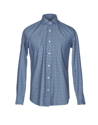 Salvatore Piccolo Patterned Shirt In Slate Blue