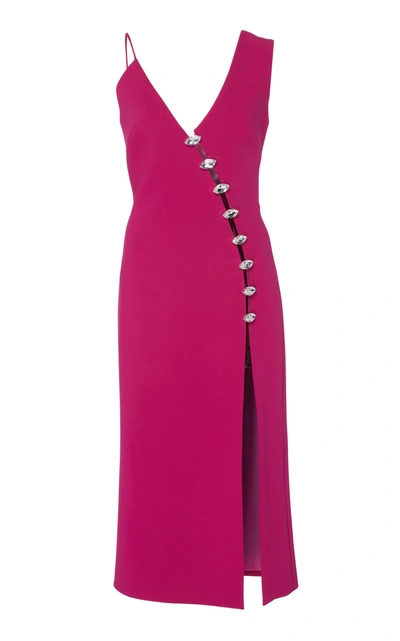 David Koma Asymmetric Crystal Midi Dress In Pink