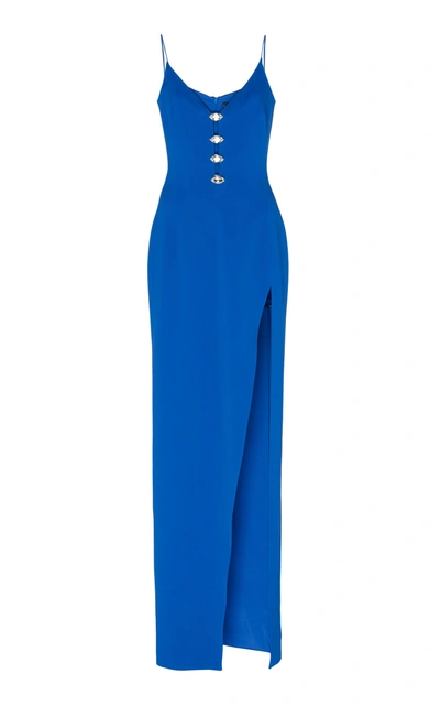 David Koma Oversized Crystal Detail Gown In Blue