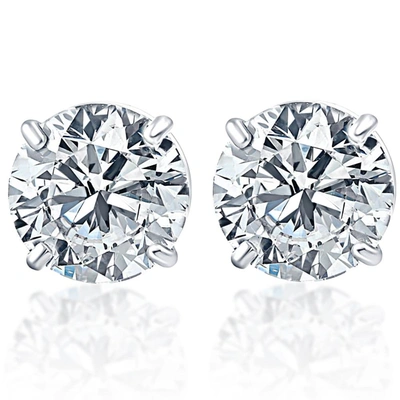 Pompeii3 .25ct Round Brilliant Cut Natural Diamond Stud Earrings In 14k Gold Basket Setting In White
