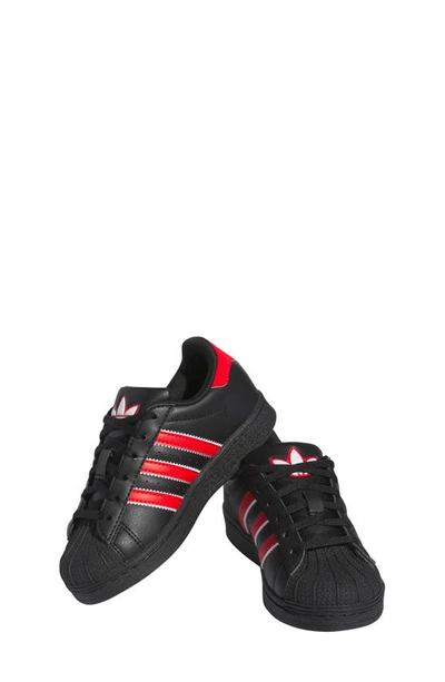 Adidas Originals Kids' Superstar Sneaker In Black/ Red/ White