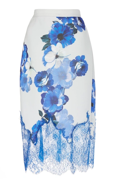 Costarellos Printed Crepe Midi Skirt In Floral