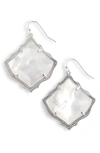 Kendra Scott Kirsten Earrings In Silvertone Plate In Ivory Mother Of Pearl/ Silver