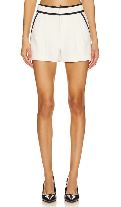 Alice And Olivia Women's Esta Pleated Tipped Shorts In Off White Black