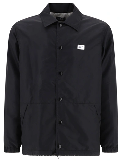 A.p.c. Aleksi Logo-patch Shirt Jacket In Lzz_black