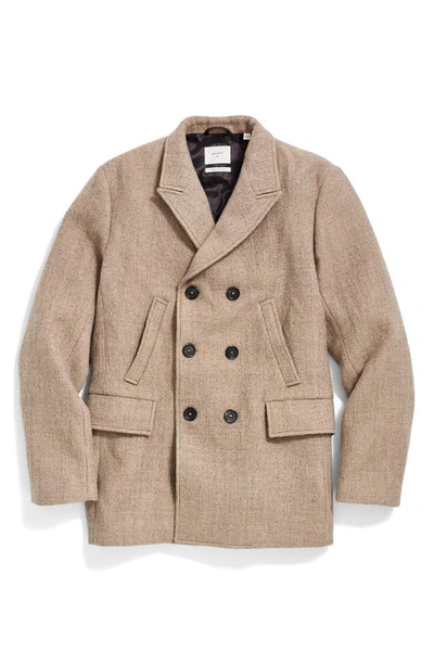 Billy Reid Bond Virgin Wool Peacoat In Charcoal/ Tan