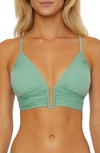 Becca Colorcode U-wire Shirred Bikini Top In Mineral
