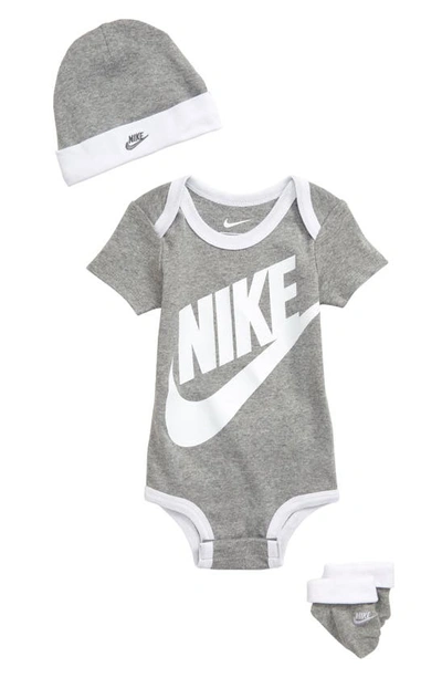 Nike Babies' Futura Logo 3-piece Box Set In Dark Grey Heather