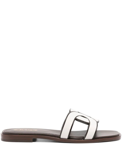 Tod's Leather Flat Slides In White