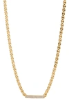 Ajoa Girlboss Pavé Cz Bar Pendant Necklace In Gold