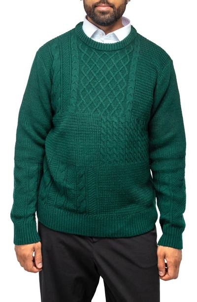 X-ray Mixed Knit Crewneck Pullover Sweater In Forest Green