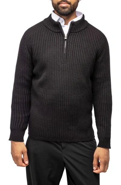 X-ray Rib Quarter Zip Sweater In Black