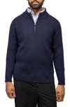 X-ray Rib Quarter Zip Sweater In Navy