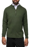 X-ray Rib Quarter Zip Sweater In Olive