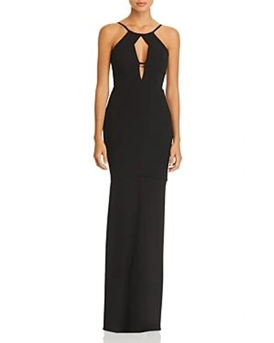 Bcbgmaxazria Cutout Crepe Gown In Black