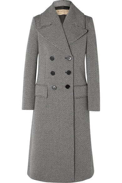 Herringbone Wool Blend Tailored Coat 