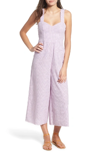 The East Order Portia Cropped Wide-leg Jumpsuit In Lilac Tea Towel
