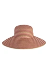 Eric Javits Margot Packable Straw Hat In Salmon Mix
