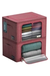 Sorbus Set Of 2 Stackable Foldable Organizer Bins In Pink