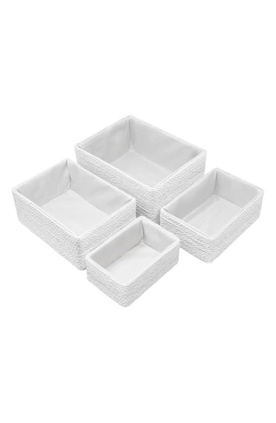 Sorbus Set Of 4 Woven Rope Baskets In White