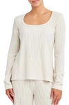 Sage Collective Long Sleeve Ribbed High-low Top In Chalk