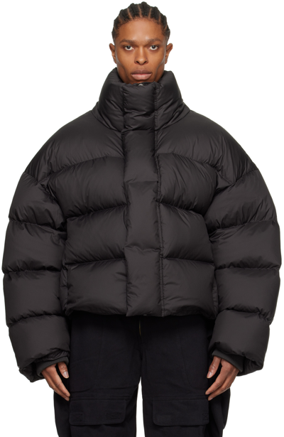 Entire Studios Black Quilted Down Jacket In Pupil
