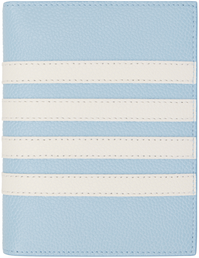 Thom Browne Blue Pebble Grain Leather 4-bar Passport Holder