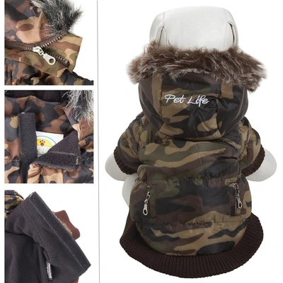 Pet Life Classic Metallic Fashion 3m Insulated Dog Coat Parka  W/ Removable Hood In Green