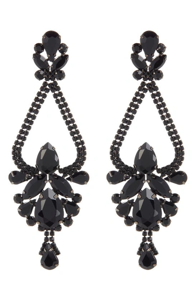 Tasha Chandelier Crystal Earrings In Jet Black