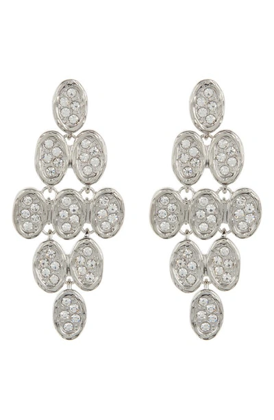 Tasha Pavé Crystal Oval Drop Earrings In Silver