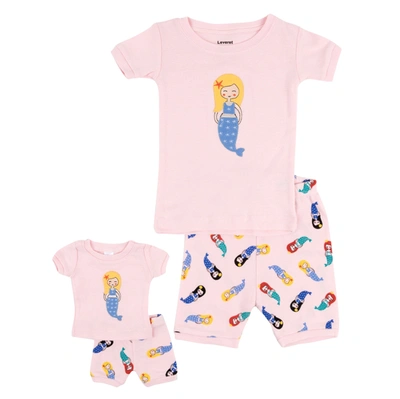 Leveret Kids' Girls And Matching Doll Short Pajamas Mermaid In Multi
