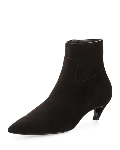 Balenciaga Suede Crooked-heel Ankle Boots, Noir