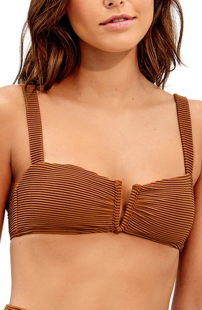 Vix Swimwear Kayla Lina Ribbed Bikini Top In Camel