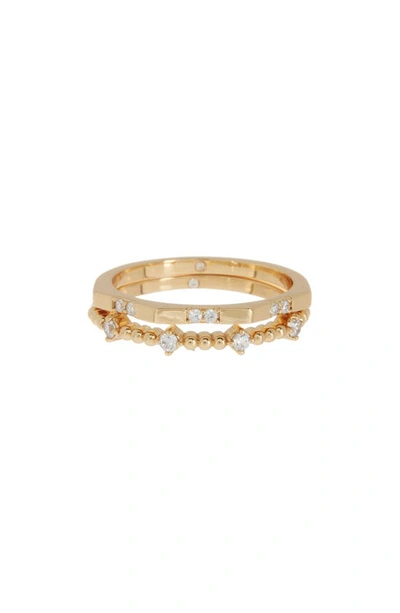 Covet Set Of 2 Cubic Zirconia Stackable Rings In Gold