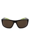 Nike Adrenaline 66mm Rectangular Sunglasses In Velvet Brown/ Med Olive/ Brown