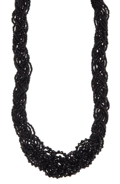 Tasha Braided Seed Bead Necklace In Black Black