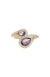 Covet Teardrop Wrap Ring In Purple/ Violet