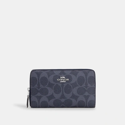 Coach Outlet Medium Id Zip Wallet In Signature Canvas In Black