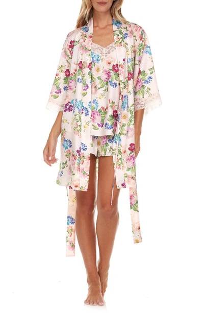 Flora Nikrooz Lotus Camisole, Shorts & Robe Travel Set In Blush