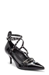 Jeffrey Campbell Resilient Pointed Toe Pump In Black Patent Clear